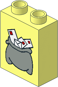 Duplo Brick  1 x  2 x  2 with Grey Mail Bag Small Pattern