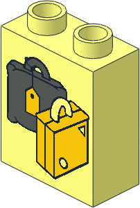 Duplo Brick  1 x  2 x  2 with Suitcases Yellow and Dark Grey Pattern