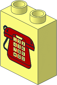 Duplo Brick  1 x  2 x  2 with Red Telephone Pattern