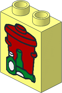 Duplo Brick  1 x  2 x  2 with Red Garbage Can Pattern