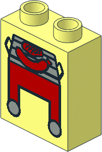 Duplo Brick  1 x  2 x  2 with Red Grill and Hot Dog Pattern