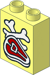 Duplo Brick  1 x  2 x  2 with Steak and Bones Pattern