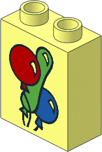 Duplo Brick  1 x  2 x  2 with Three Balloons Pattern