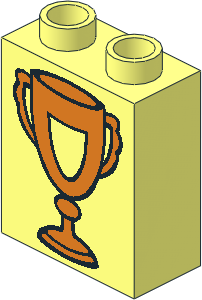 Duplo Brick  1 x  2 x  2 with Orange Trophy Cup with Shield Pattern