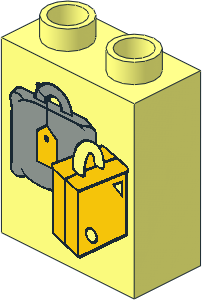 Duplo Brick  1 x  2 x  2 with Suitcases Yellow and Light Grey Pattern