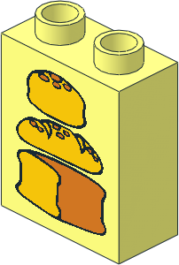 Duplo Brick  1 x  2 x  2 with Three Bread Loaves, Middle Loaf Light Pattern