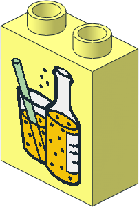 Duplo Brick  1 x  2 x  2 with Yellow Mixed Drinks Pattern