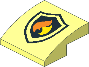 Slope Brick Curved  2 x  2 x  0.667 with Fire Logo Pattern