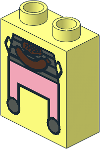 Duplo Brick  1 x  2 x  2 with Pink Grill and Hot Dog Pattern