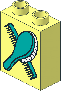 Duplo Brick  1 x  2 x  2 with Comb and Brush Pattern