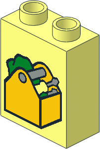 Duplo Brick  1 x  2 x  2 with Yellow Toolbox Pattern