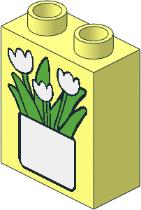 Duplo Brick  1 x  2 x  2 with White Flowerpot Pattern