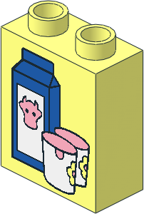 Duplo Brick  1 x  2 x  2 with Milk Carton and Glasses Pattern