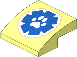 Slope Brick Curved  2 x  2 x  0.667 with White Paw in Blue Seven Sided Star (Wildlife Rescue 2021 Logo) Pattern