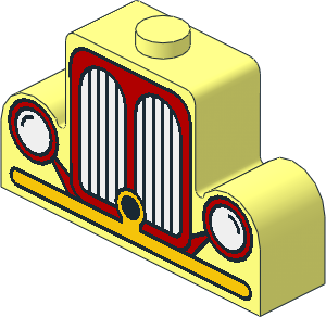 Brick  1 x  4 x  2 with Centre Stud Top with Red/Yellow Car Radiator Type 1 Pattern