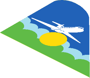 Sticker  2.9 x  4.0 with White Airplane, Yellow Disc and Sky Scene - Left