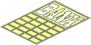 Sticker  5.4 x  3.6 with "BANK" Sign