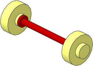 ~Axle Red with Two Wheels 10 x  3 (Complete)