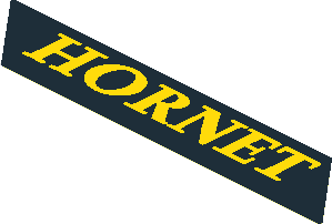 Sticker  1.7 x  8.85 Parallelogram with Yellow "HORNET" on Black Background - Skewed Left