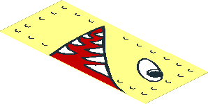 Sticker  1.5 x  3.5 with Eyes and Open Mouth with Pointed Teeth Facing Right