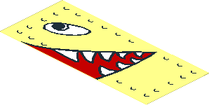 Sticker  1.5 x  3.5 with Eyes and Open Mouth with Pointed Teeth Facing Left