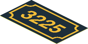 Sticker  1 x  1.8 with Gold "3225" and Frame on Black Background