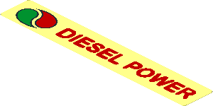 Sticker  0.95 x  5.3 with Octan Logo and Red "DIESEL POWER" - Right Aligned