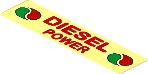 Sticker  1.4 x  5.8 Red "DIESEL POWER" and Octan Logo at Both Ends