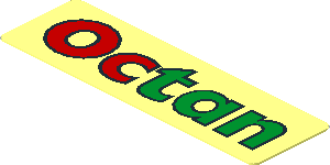 Sticker  0.65 x  1.95 with "Octan" Lettering with Medium-Bold Borders