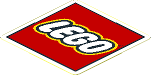 Sticker  1.6 x  1.6 with Lego Logo with Closed "O" on Red Background