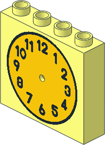 ~Duplo Brick  1 x  4 x  3 with Black and Yellow Clock Face Pattern