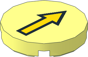Tile  2 x  2 Round with Yellow Arrow with Black Border Pattern
