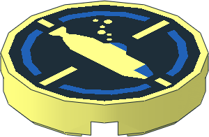 Tile  2 x  2 Round with Submarine Pattern