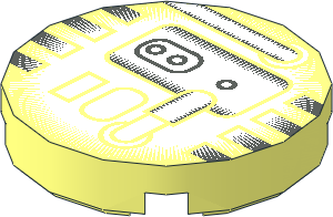 Tile  2 x  2 Round with Grey and Black Machinery Pattern