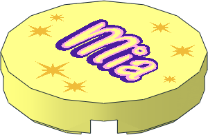 Tile  2 x  2 Round with "Mia" and Metallic Gold Star Pattern