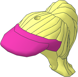 Figure Friends Hair Long with Ponytail, Side Bangs and Dark Pink Sun Visor Pattern