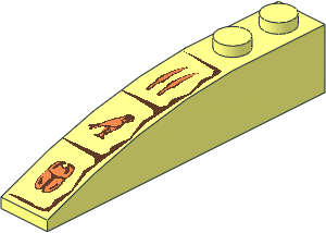 Wedge  2 x  6 Double Right with Bricks and Hieroglyphs Pattern
