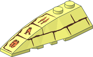 Wedge  2 x  6 Double Left with Bricks and Hieroglyphs Pattern