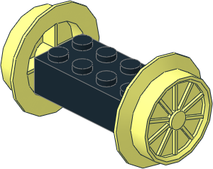 Brick  2 x  4 Black with Train Wheels Large (Complete)