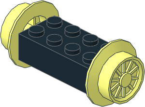 Brick  2 x  4 Black with Train Wheels Small (Complete)
