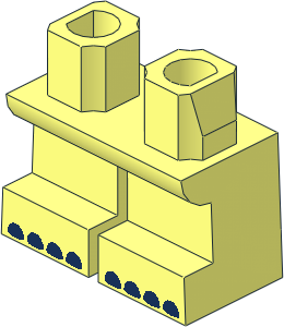 Minifig Hips and Legs Short with Dark Blue Toes Pattern