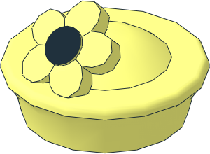 Minifig Hat Pillbox with Flower with Black Centre Pattern