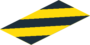 Sticker  3.4 x  1.8 with Black and Yellow Danger Stripes Left