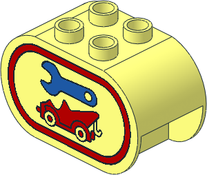 Duplo Brick  2 x  4 x  2 with Rounded Ends with Tool and Tow Truck Pattern