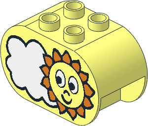 Duplo Brick  2 x  4 x  2 with Rounded Ends with Sun and Cloud Pattern