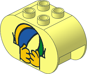 Duplo Brick  2 x  4 x  2 with Rounded Ends with Hands Holding Ball Pattern