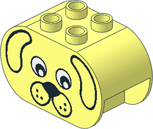 Duplo Brick  2 x  4 x  2 with Rounded Ends with Dog Face Plain Pattern