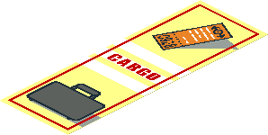 Sticker  5.0 x  1.7 with Train Ticket, "CARGO" and Suitcase