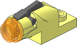 Plate  1 x  2 with Mini Shooting Blaster with Dark Bluish Grey Trigger and Trans Orange Projectile