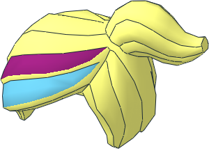 Minifig Hair Ponytail Off-centre with Magenta and Medium Azure Stripes Pattern